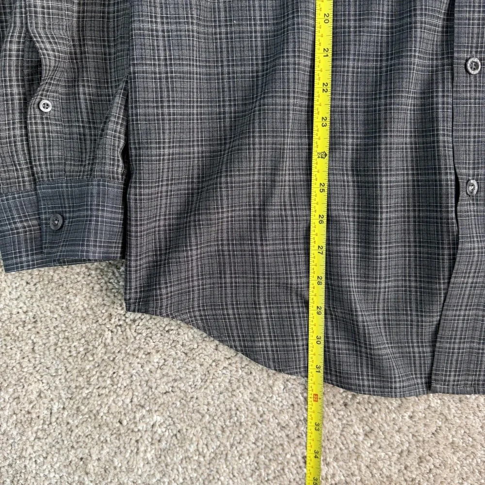 GUESS Jeans Shirt Mens Large Black Check Long Sleeve Button Up Casual Poly Blend